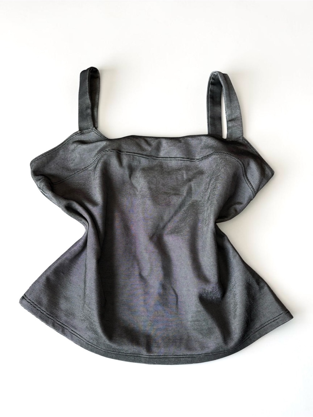 Y2K Going Out Top Hot Kiss Charcoal Gray Square Neck Cami Tank L
